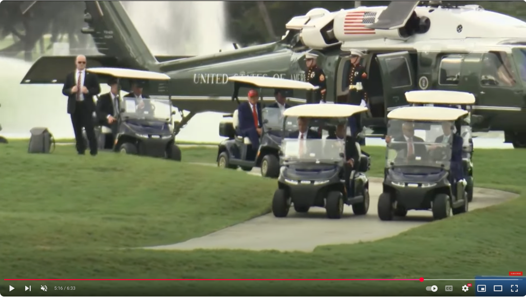 Trump and golfing entourage